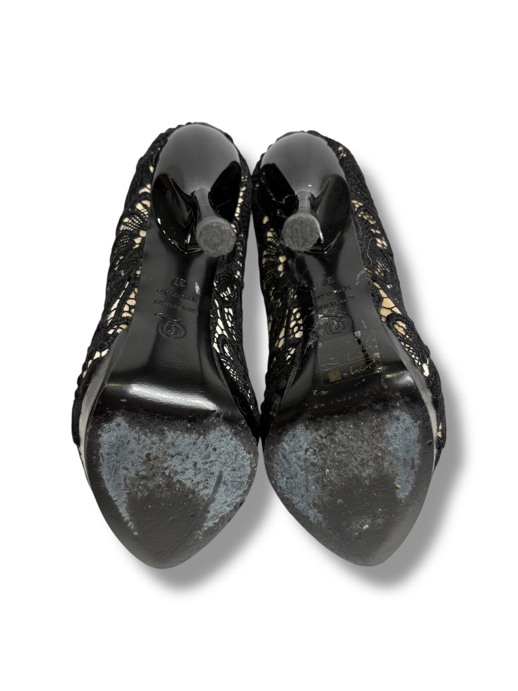 Alexander McQueen Lace Peep Toe Platform Pumps - Size 37 - Very Good Condition