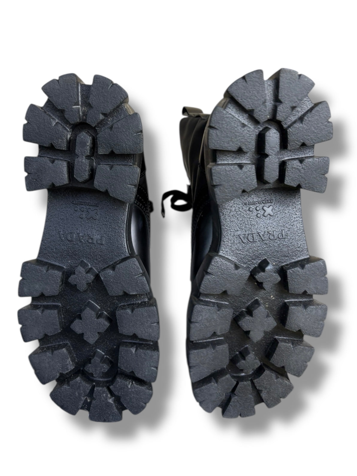 Prada Brushed Leather and Re-Nylon Monolith Boots - Size 7