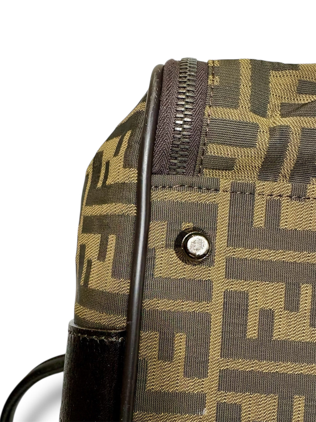 Vintage Fendi Zucca Canvas and Leather Travel Bag - Excellent Condition