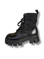 Prada Brushed Leather and Re-Nylon Monolith Boots - Size 7