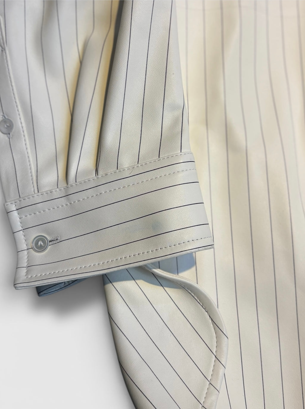 2022 Bottega Veneta Oversized Pinstripe Leather Shirt Dress - Size 38 - Brand New With Tags