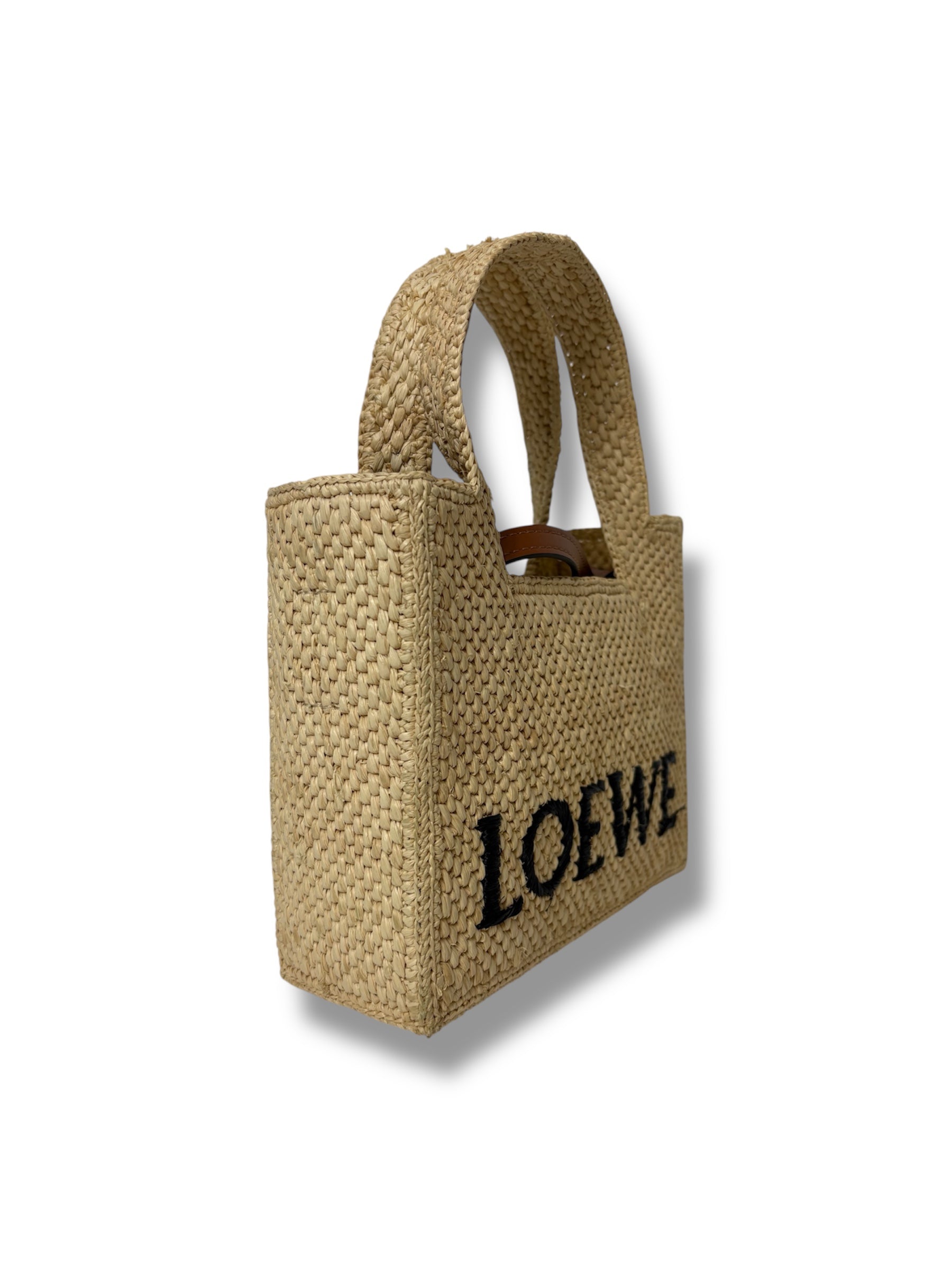 Loewe Mini Raffia Font Tote