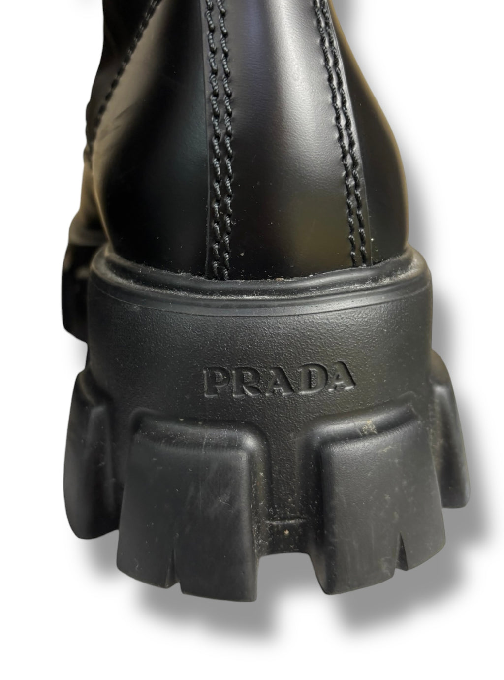 Prada Brushed Leather and Re-Nylon Monolith Boots - Size 7
