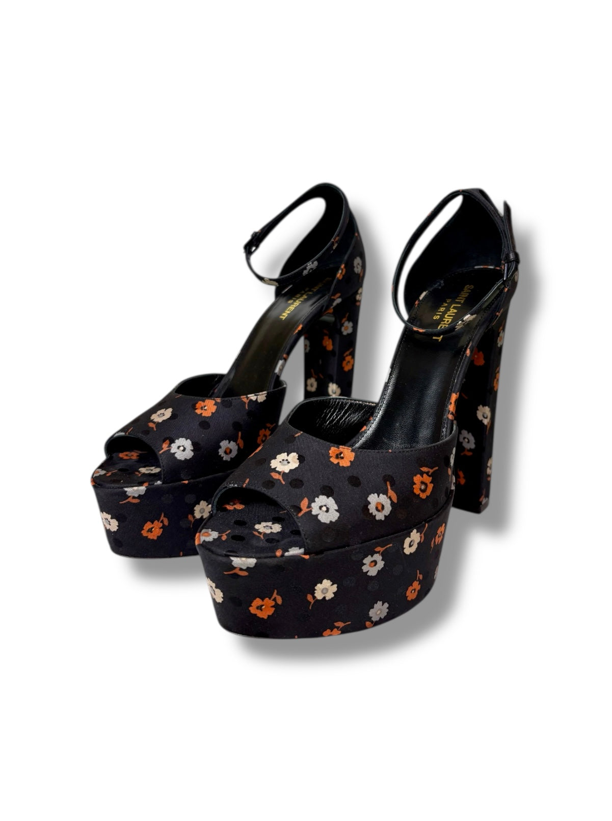 Saint Laurent Satin Jodie Platform Sandals - Size 40 - Excellent Condition