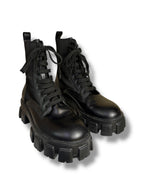 Prada Brushed Leather and Re-Nylon Monolith Boots - Size 7
