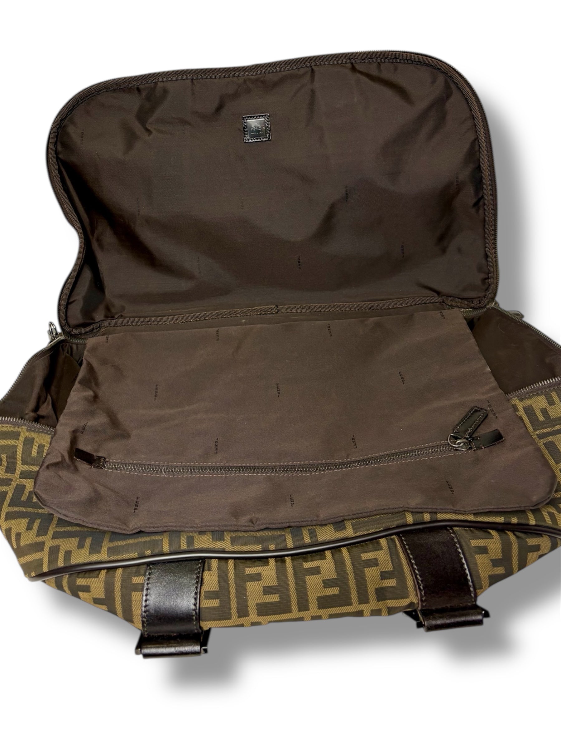 Vintage Fendi Zucca Canvas and Leather Travel Bag - Excellent Condition