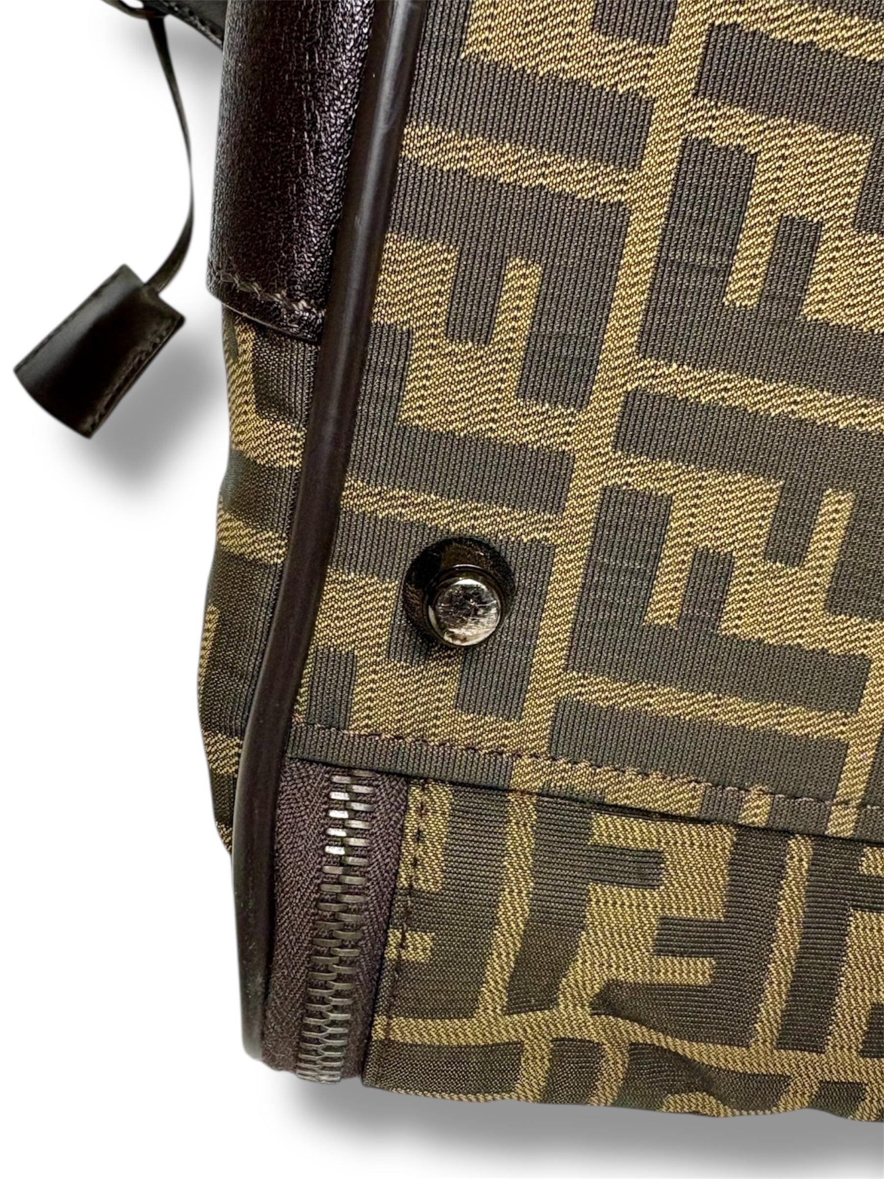 Vintage Fendi Zucca Canvas and Leather Travel Bag - Excellent Condition