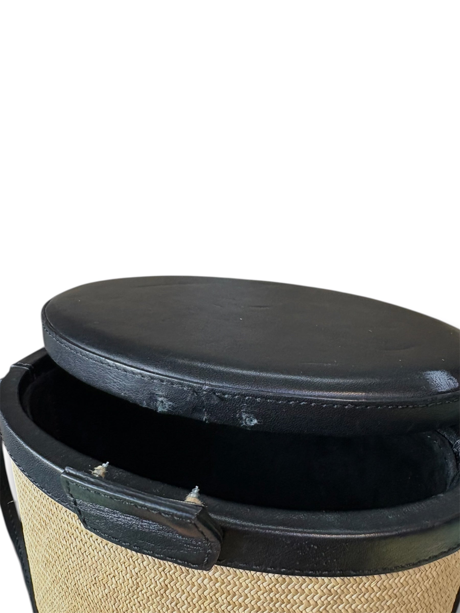 Hunting Season Raffia Oval Box Bag - Good Condition