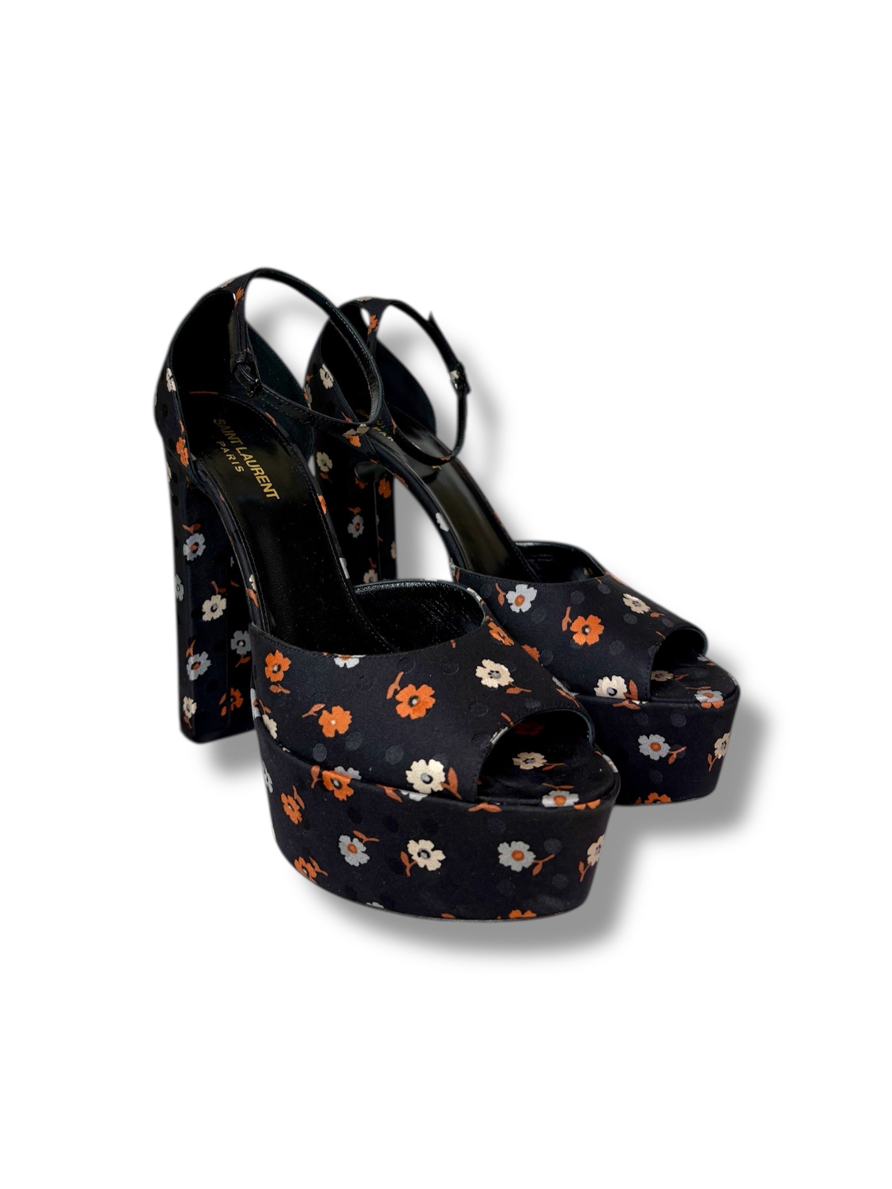 Saint Laurent Satin Jodie Platform Sandals - Size 40 - Excellent Condition