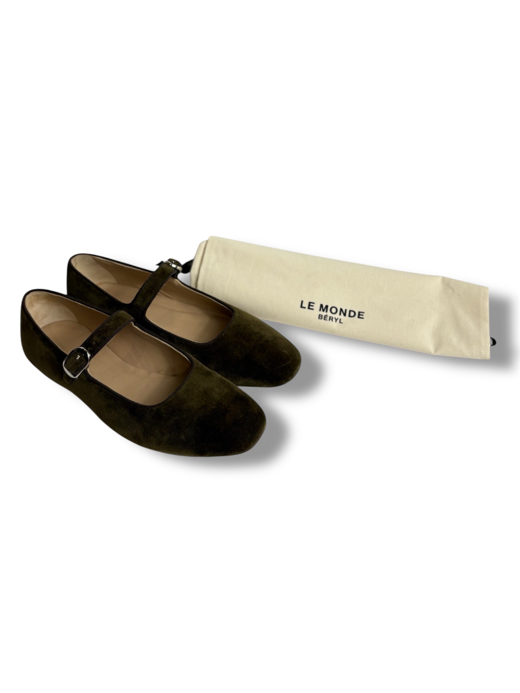 Le Monde Béryl Velvet Mary Jane Flat - Size 38 - Excellent Condition