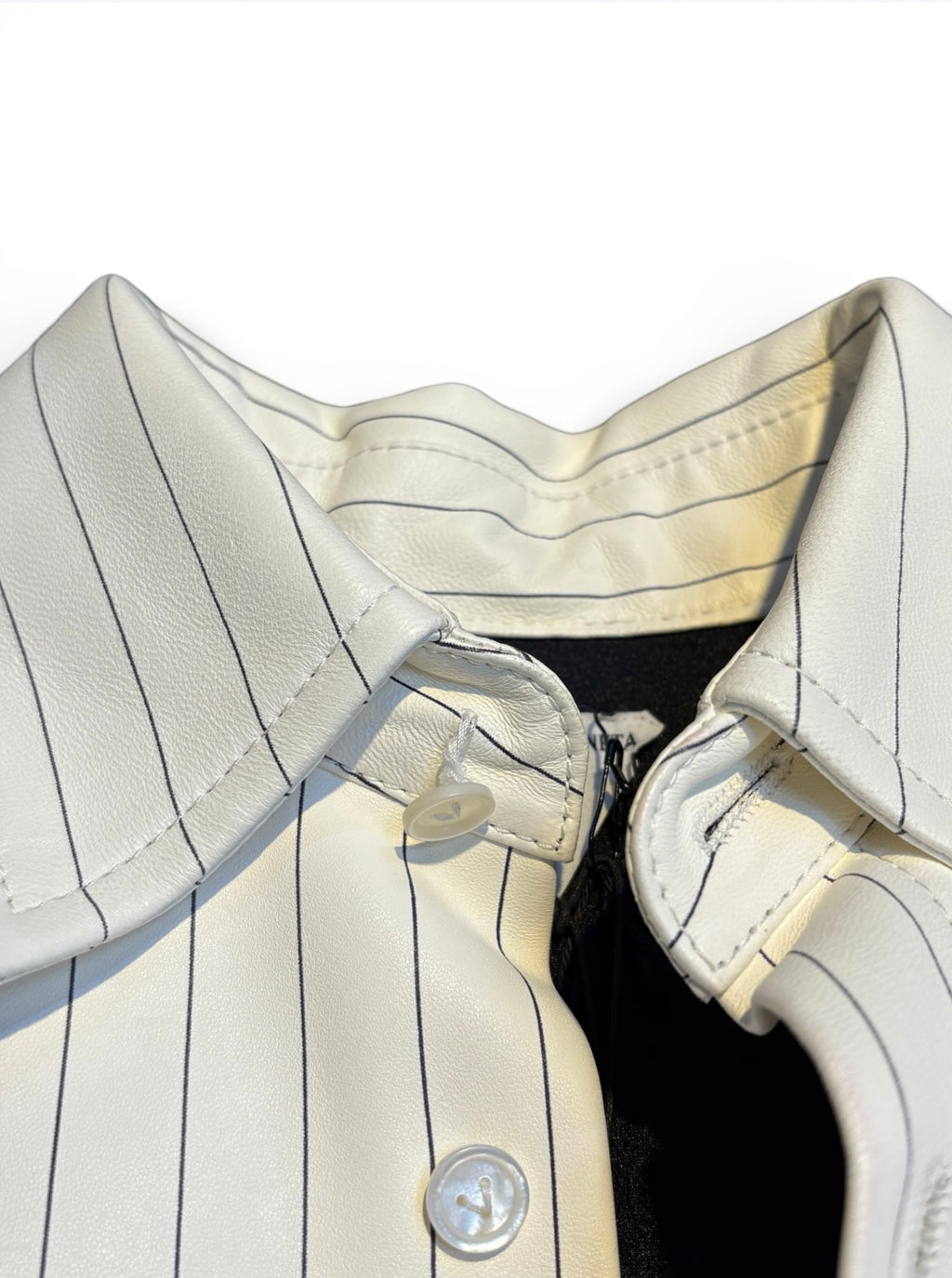 2022 Bottega Veneta Oversized Pinstripe Leather Shirt Dress - Size 38 - Brand New With Tags