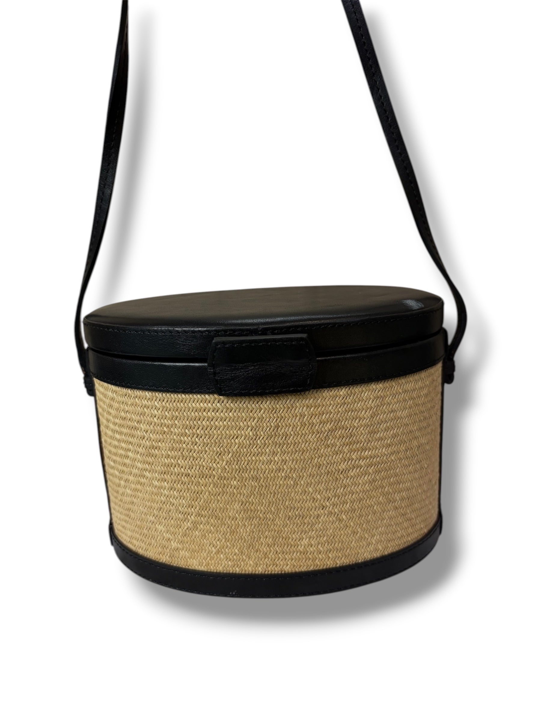 Hunting Season Raffia Oval Box Bag - Good Condition