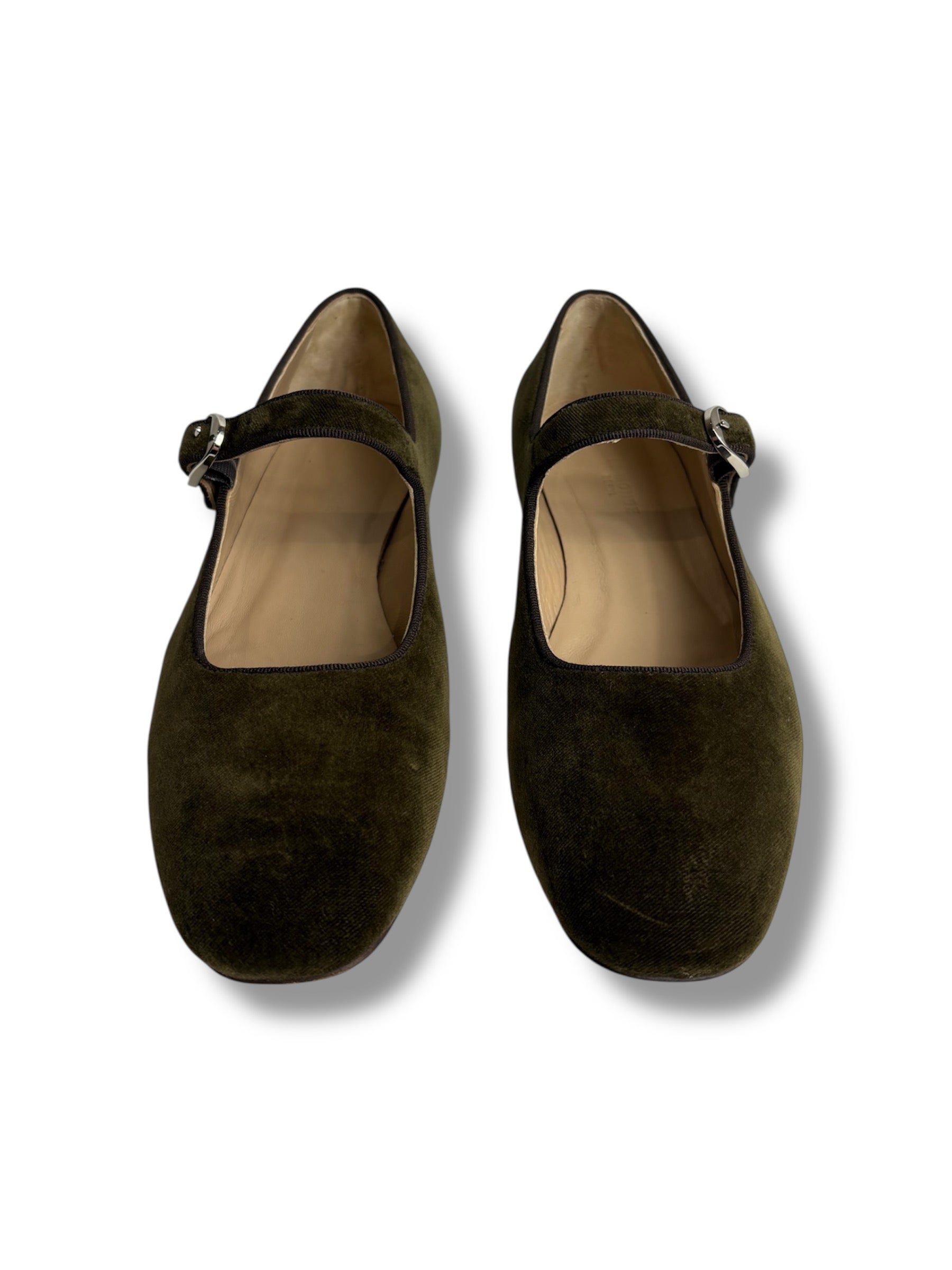 Le Monde Béryl Velvet Mary Jane Flat - Size 38 - Excellent Condition