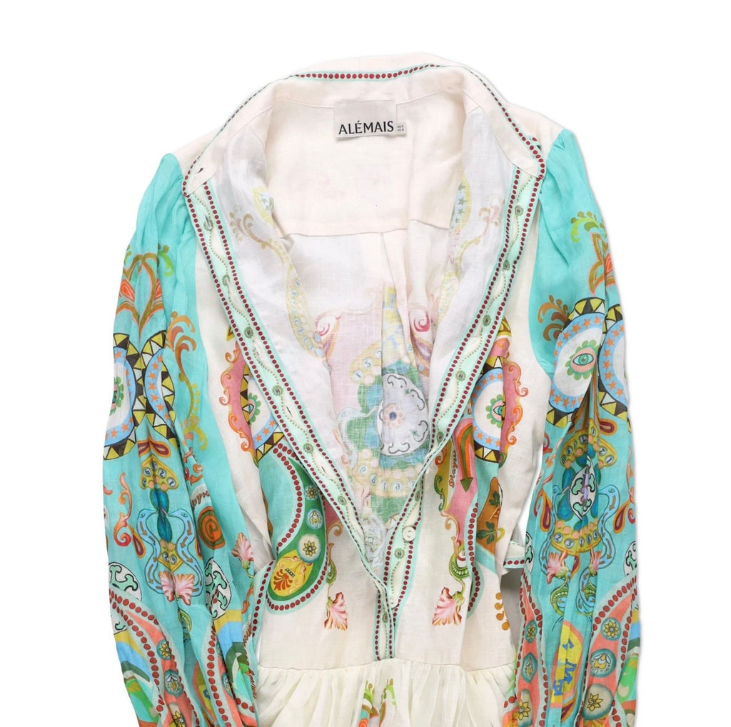 Alémais Pinball Printed Midi Dress - Size 8 - Very Good Condition