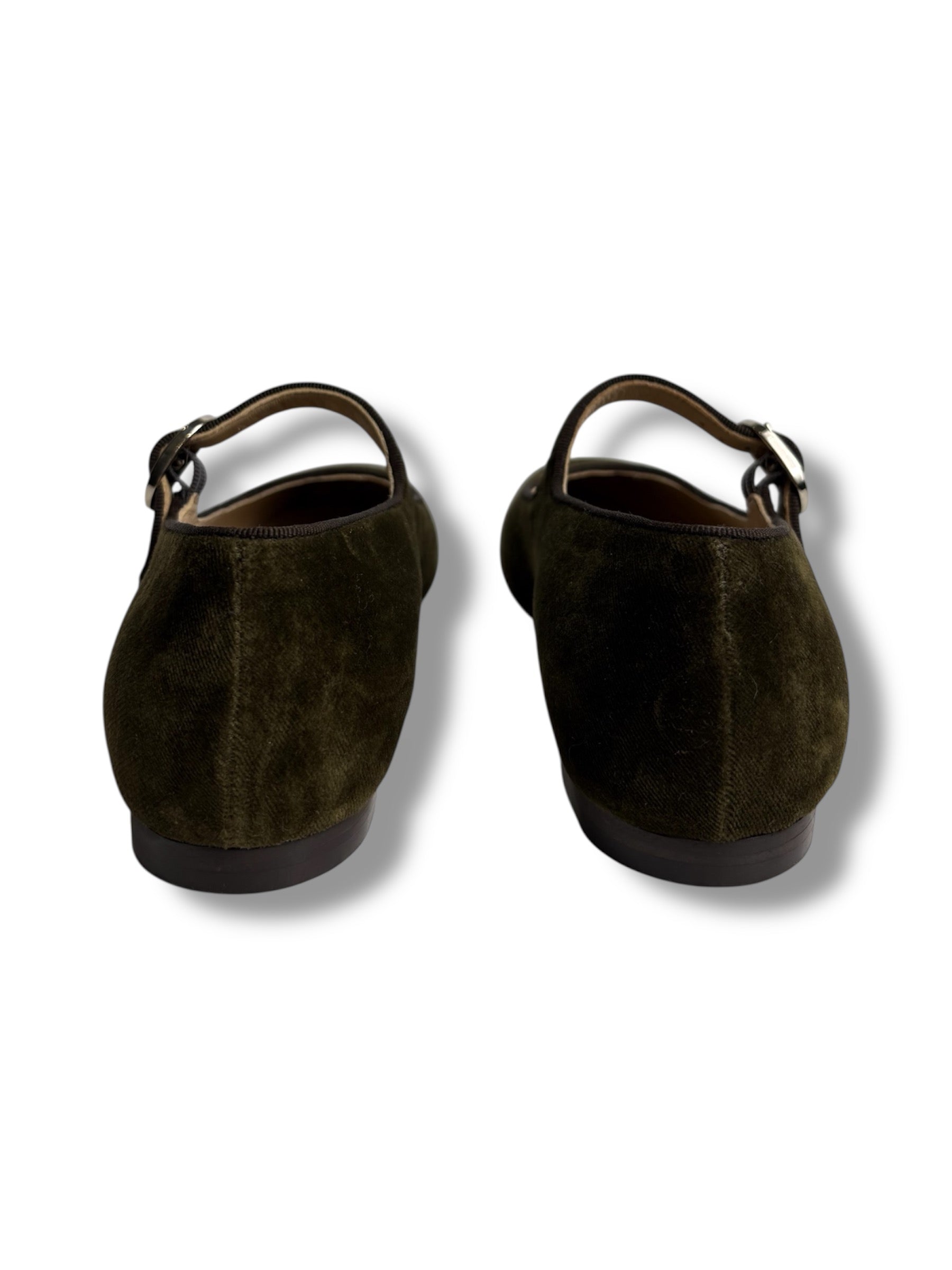 Le Monde Béryl Velvet Mary Jane Flat - Size 38 - Excellent Condition