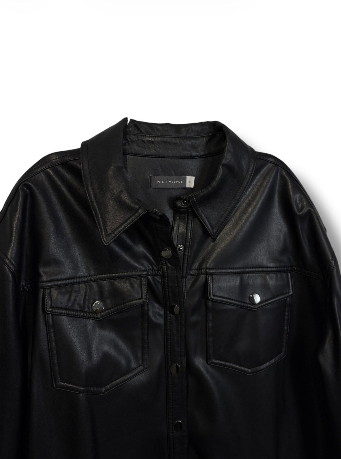 Mint Velvet Faux Leather Shirt - Size 18 - Excellent Condition