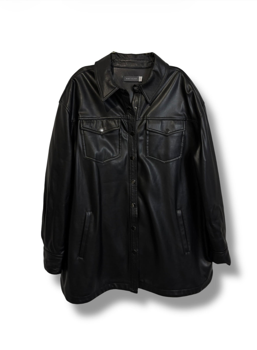 Mint Velvet Faux Leather Shirt - Size 18 - Excellent Condition