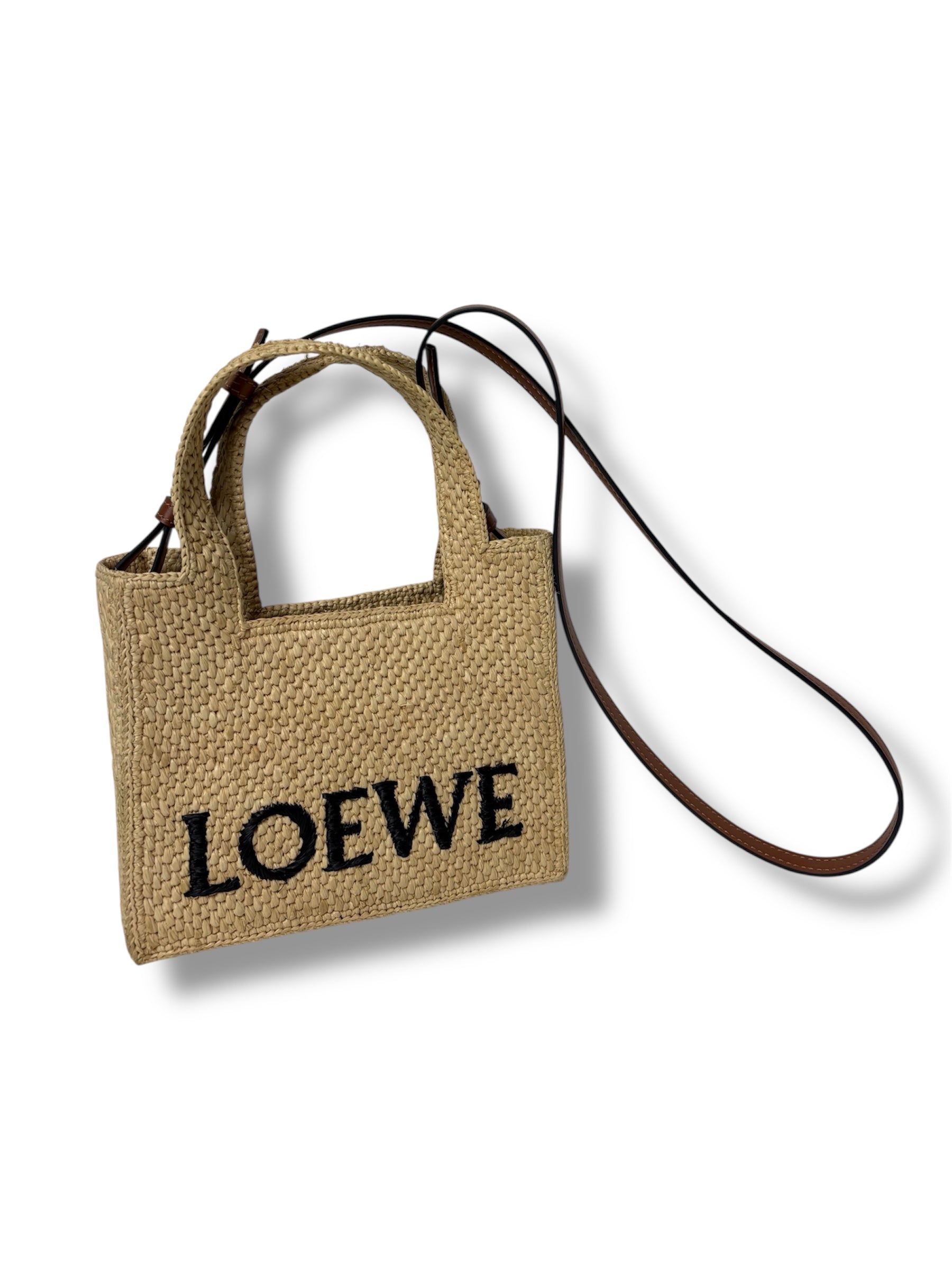 Loewe Mini Raffia Font Tote