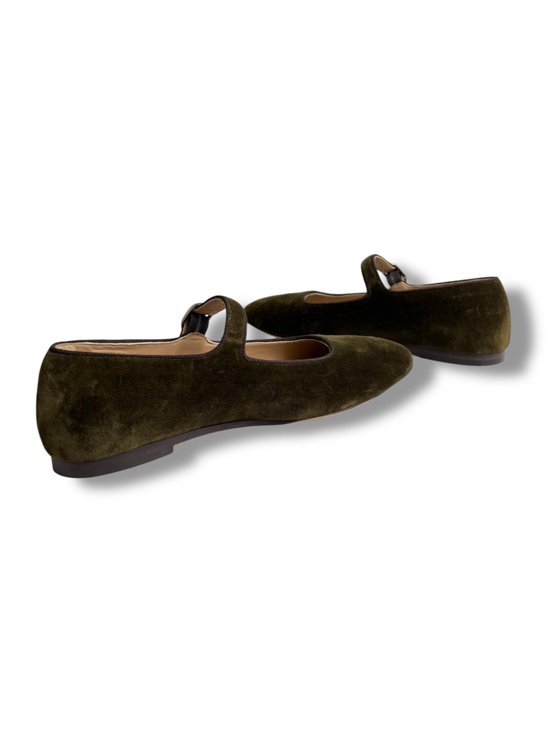 Le Monde Béryl Velvet Mary Jane Flat - Size 38 - Excellent Condition