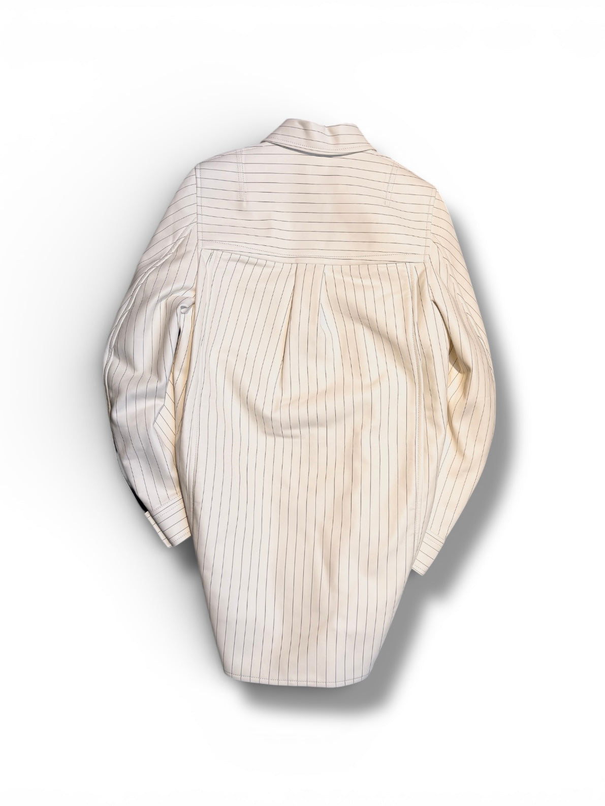 2022 Bottega Veneta Oversized Pinstripe Leather Shirt Dress - Size 38