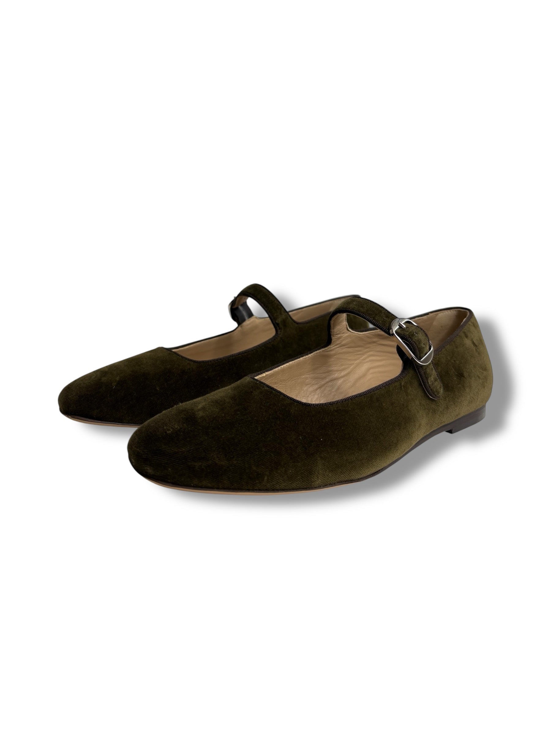 Le Monde Béryl Velvet Mary Jane Flat - Size 38 - Excellent Condition