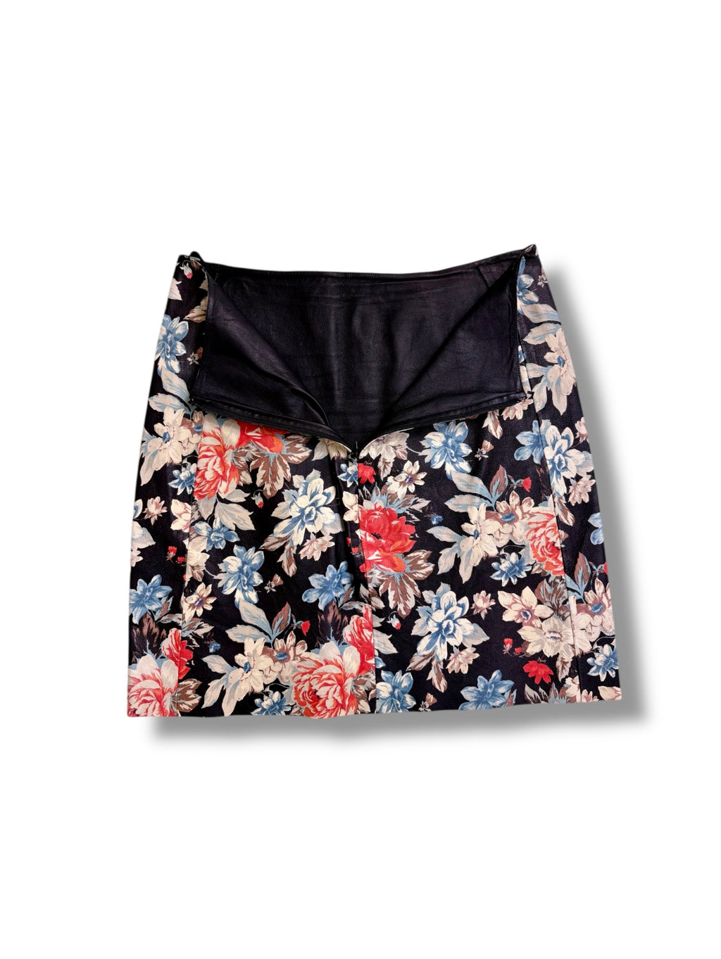 2012 Céline Floral Printed Leather Skirt - Size 38