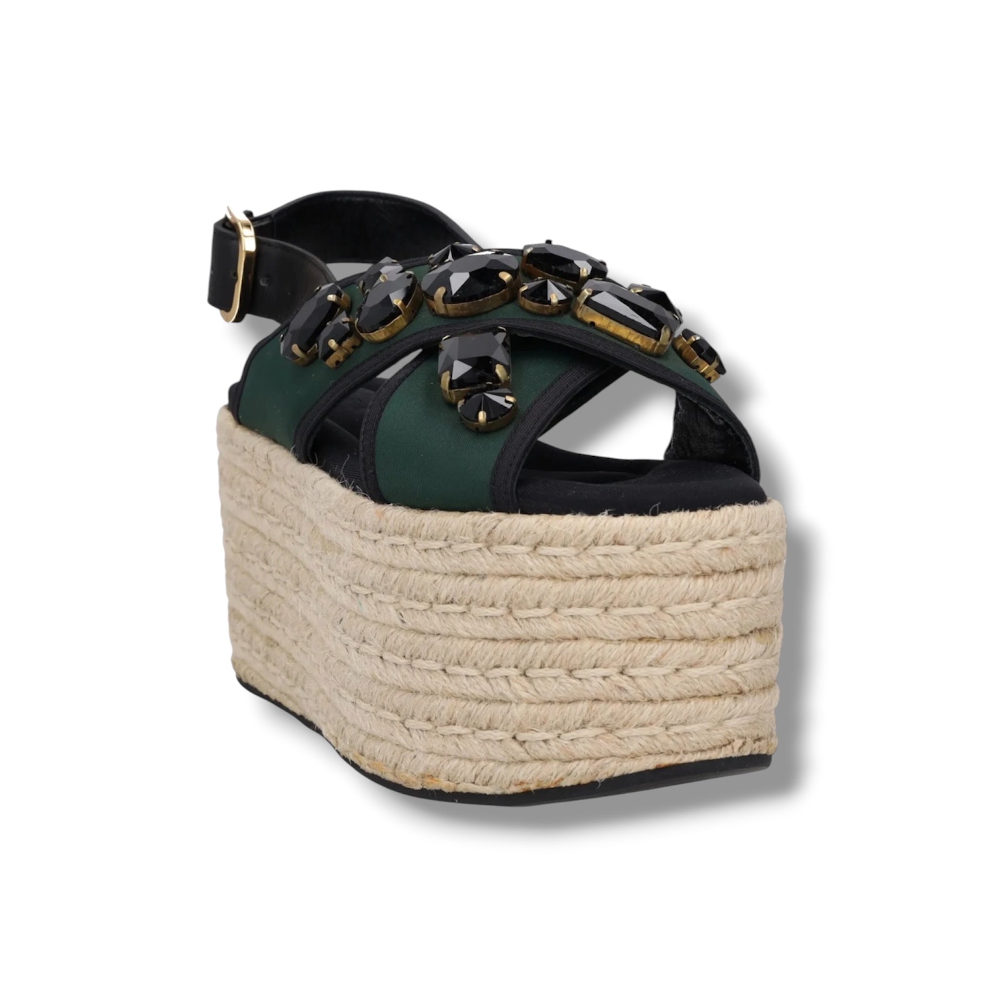 2018 Marni Embellished Espadrille Platform Sandals- Size 5 - Very Good Condition