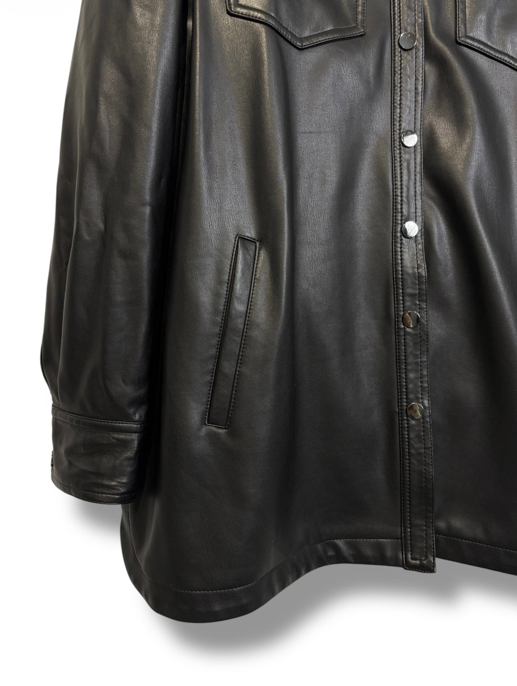 Mint Velvet Faux Leather Shirt - Size 18 - Excellent Condition
