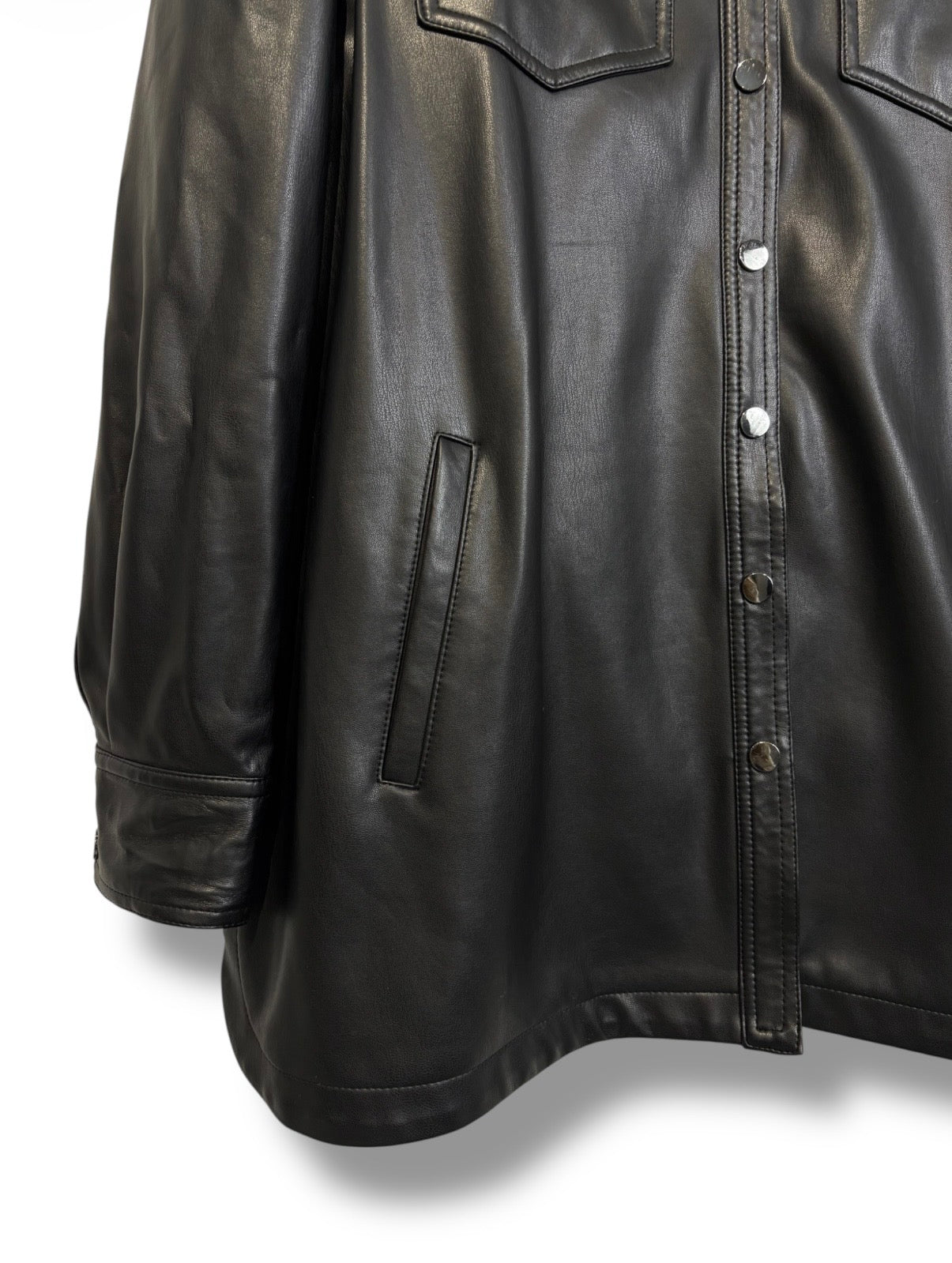 Mint Velvet Faux Leather Shirt - Size 18 - Excellent Condition