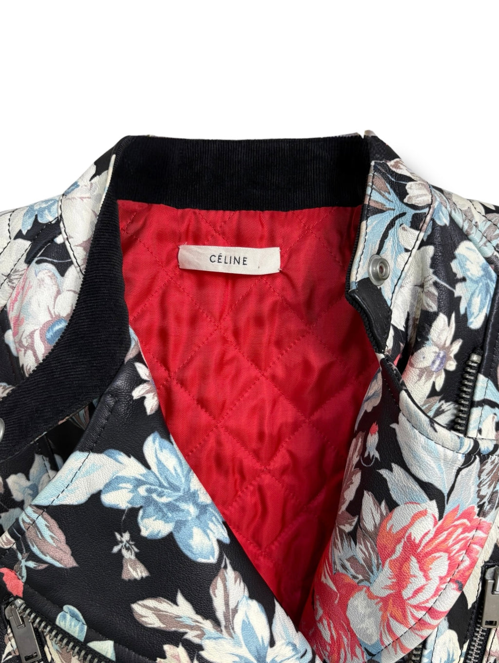 2012 Céline Floral Printed Leather Jacket