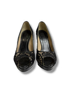 Alexander McQueen Lace Peep Toe Platform Pumps - Size 37 - Very Good Condition