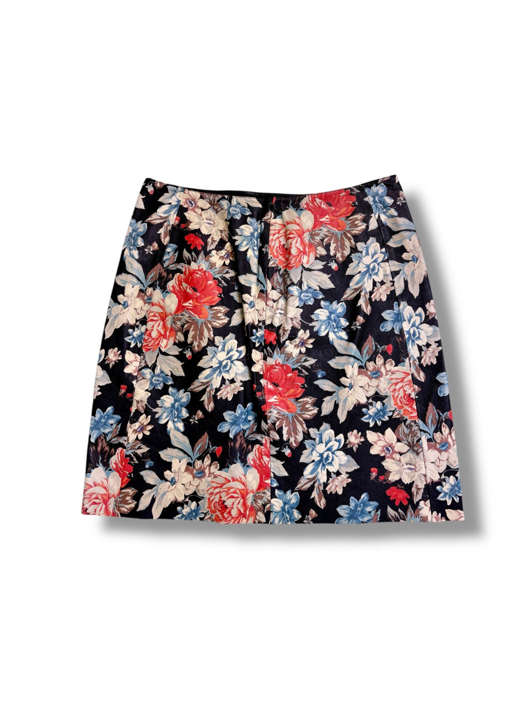 2012 Céline Floral Printed Leather Skirt - Size 38