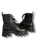 Prada Brushed Leather and Re-Nylon Monolith Boots - Size 7