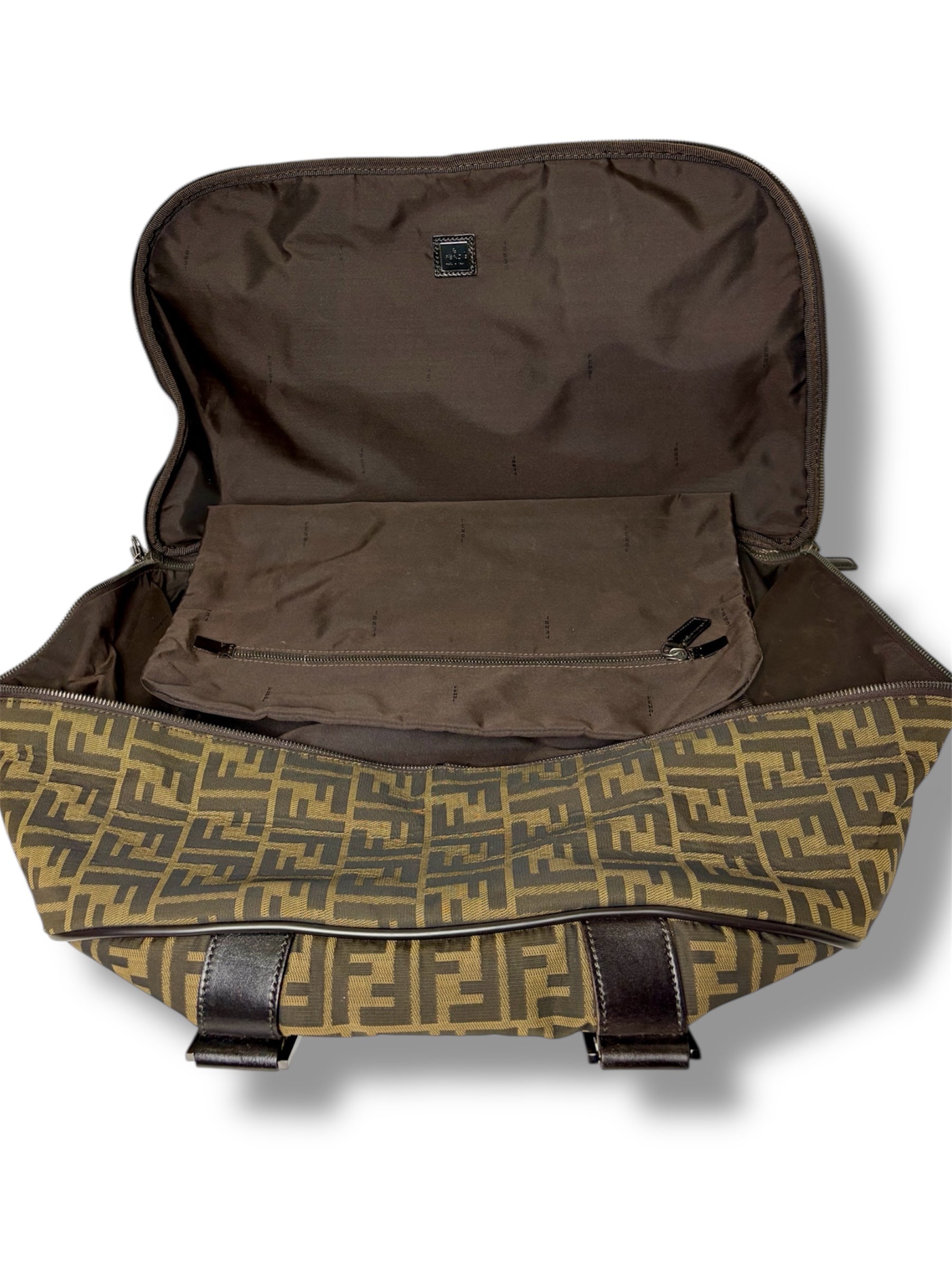 Vintage Fendi Zucca Canvas and Leather Travel Bag - Excellent Condition