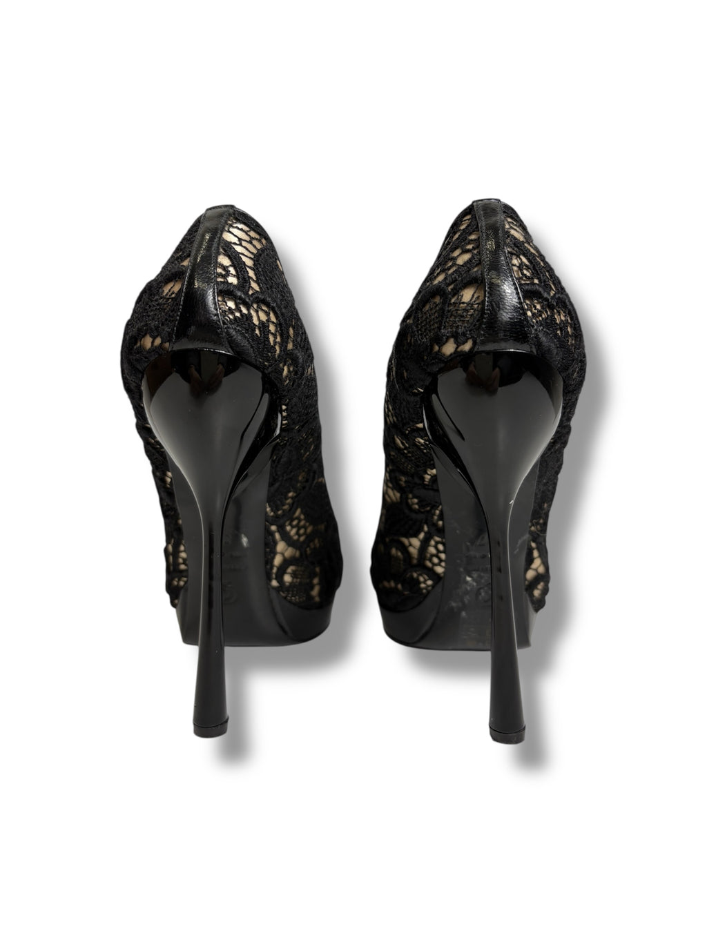 Alexander McQueen Lace Peep Toe Platform Pumps - Size 37 - Very Good Condition