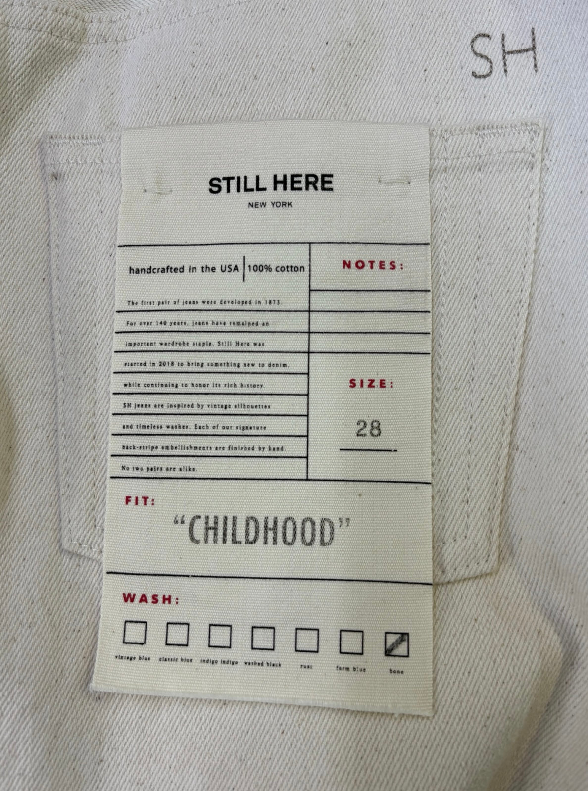 Still Here NYC 'Childhood' Jeans - Size 28 - Brand New With Tags