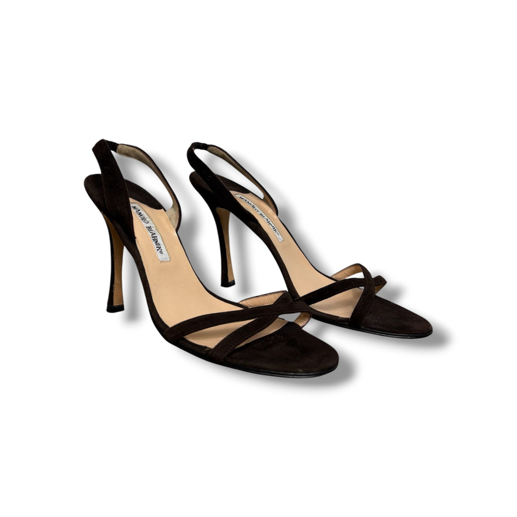 Manolo Blahnik Callasli Suede Sandal - Size 39 - Very Good Condition