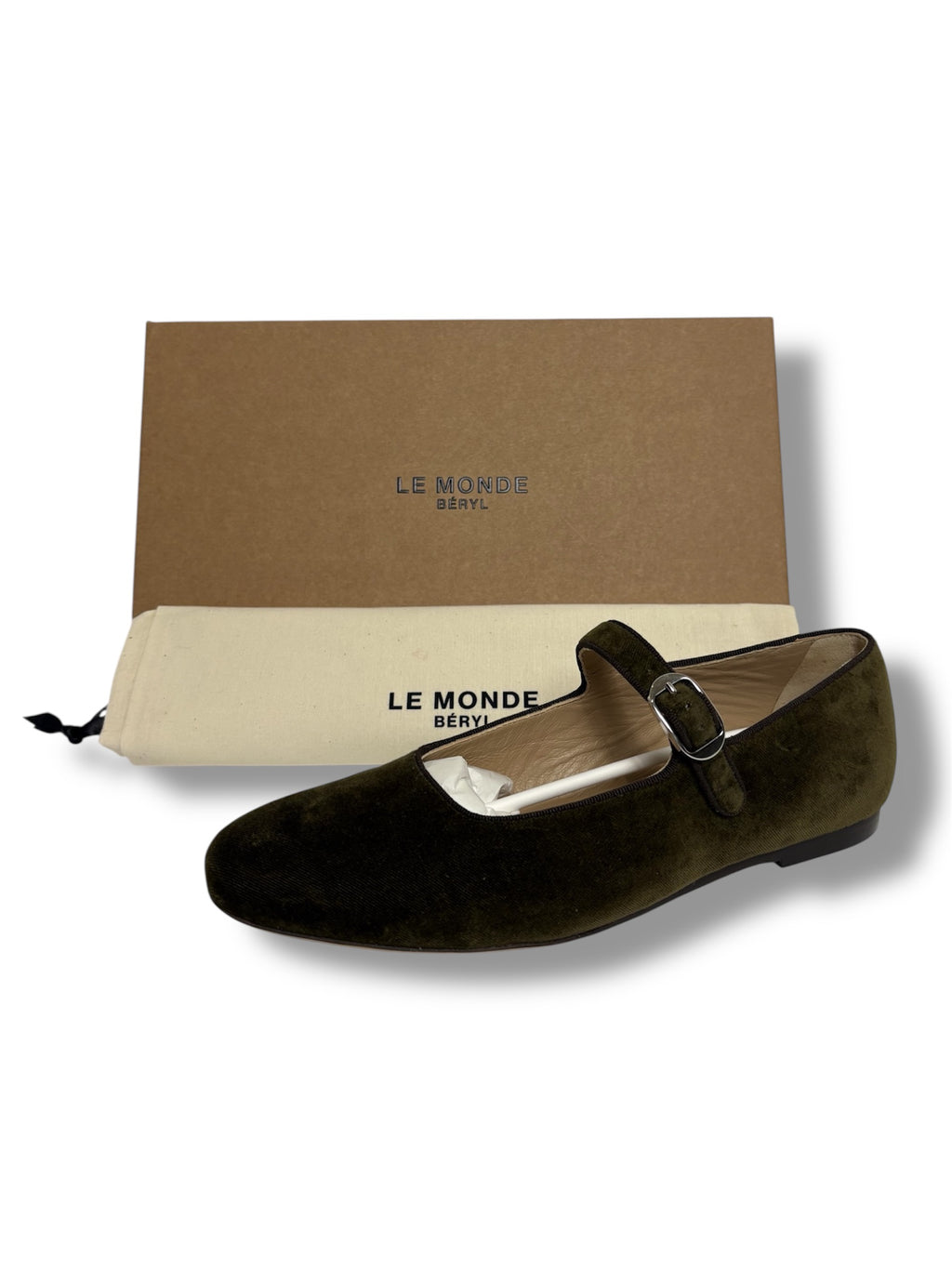 Le Monde Béryl Velvet Mary Jane Flat - Size 38 - Excellent Condition