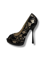Alexander McQueen Lace Peep Toe Platform Pumps - Size 37 - Very Good Condition