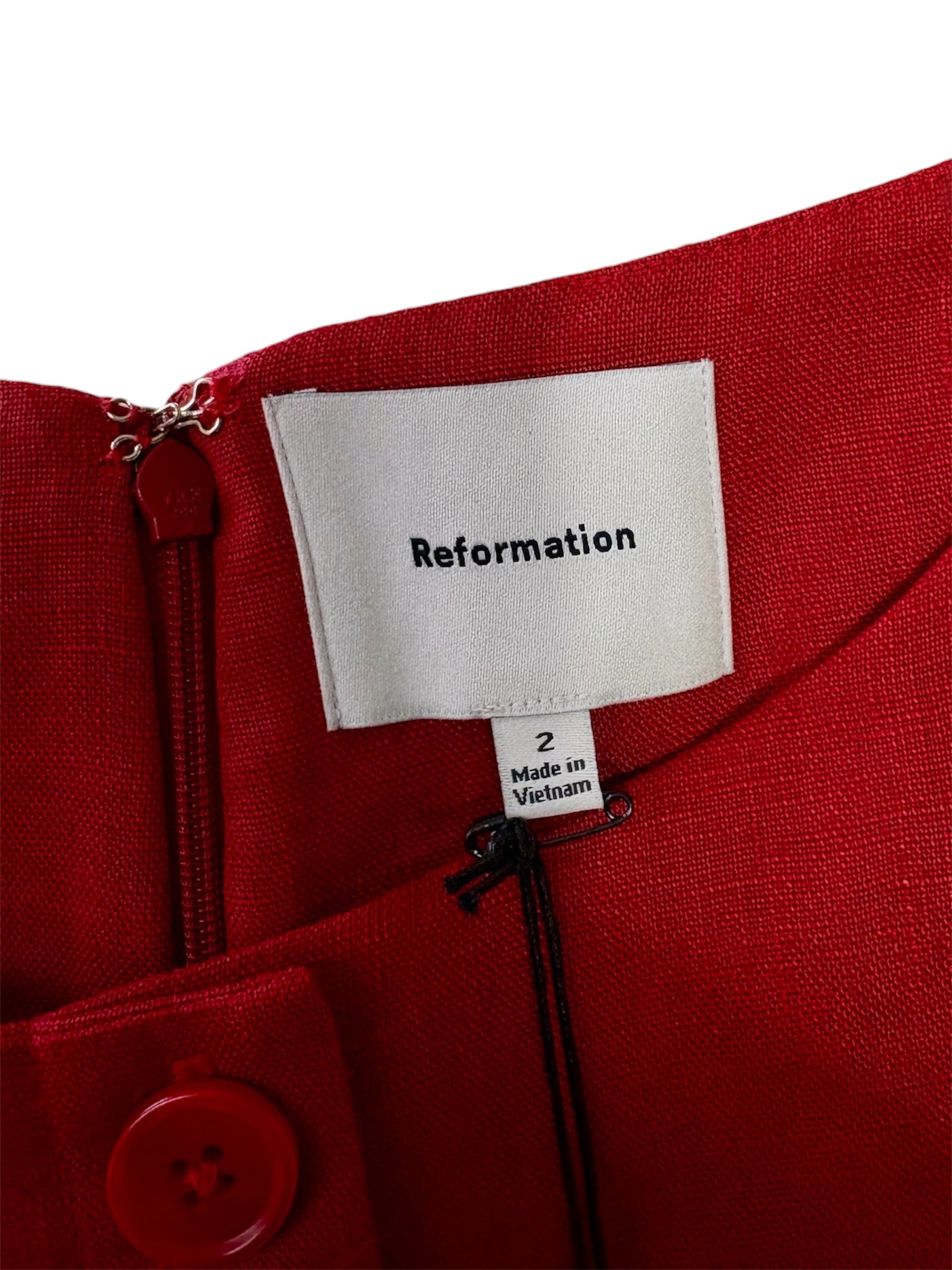 Reformation 'Zarae' Linen Mini Dress - Size US2 - Brand New With Tags