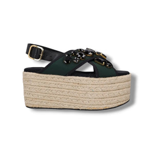 2018 Marni Embellished Espadrille Platform Sandals- Size 5 - Very Good Condition