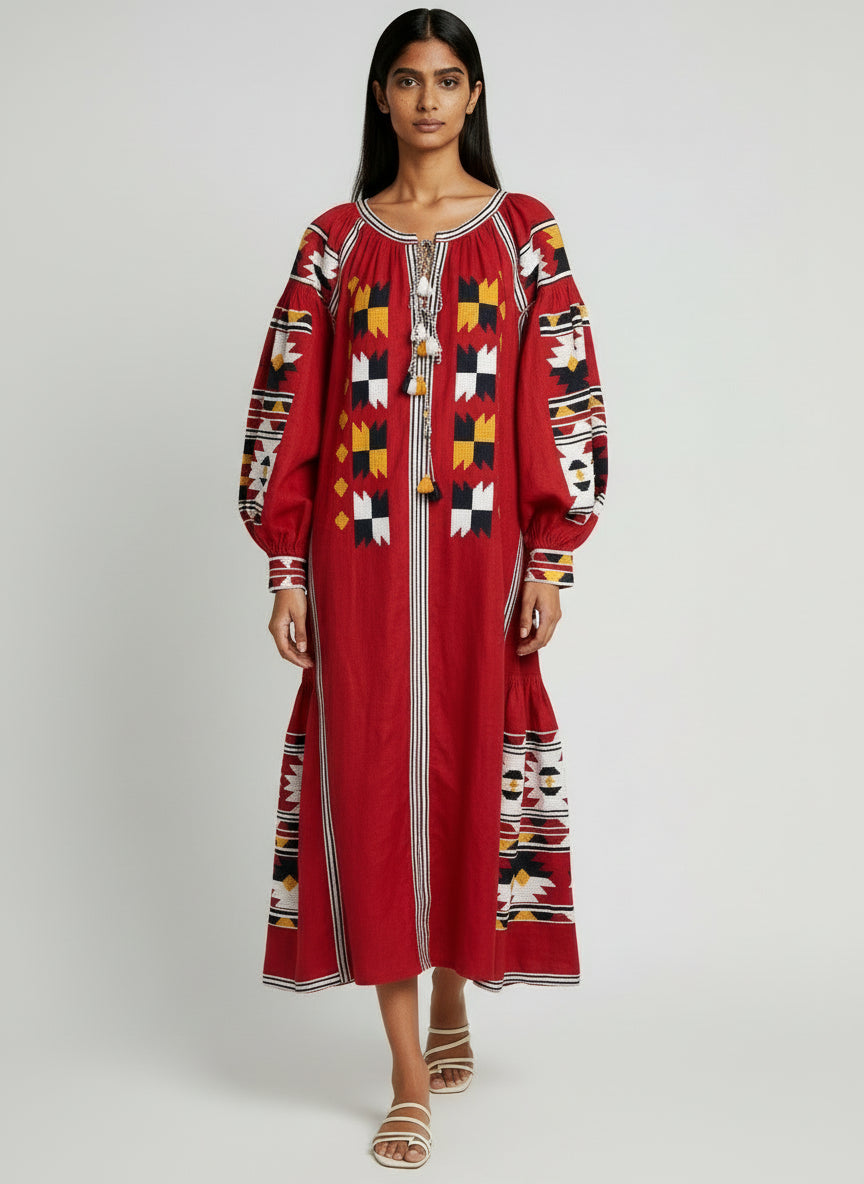 Vita Kin Linen Midi Dress - One Size