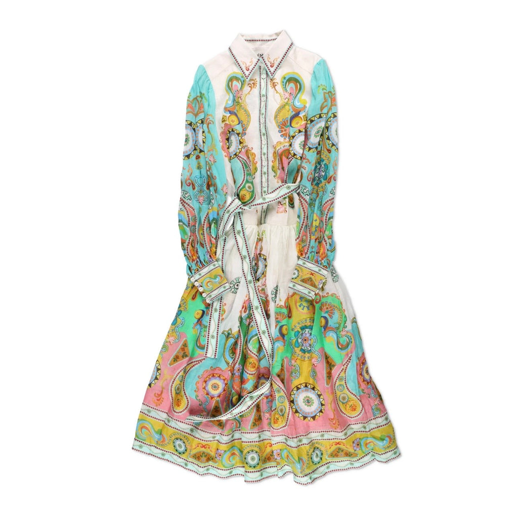 Alémais Pinball Printed Midi Dress - Size 8 - Very Good Condition
