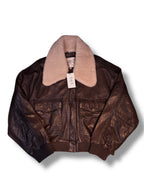 Sea NY Shearling Trimmed Leather Bomber Jacket - Size XL - Brand New With Tags