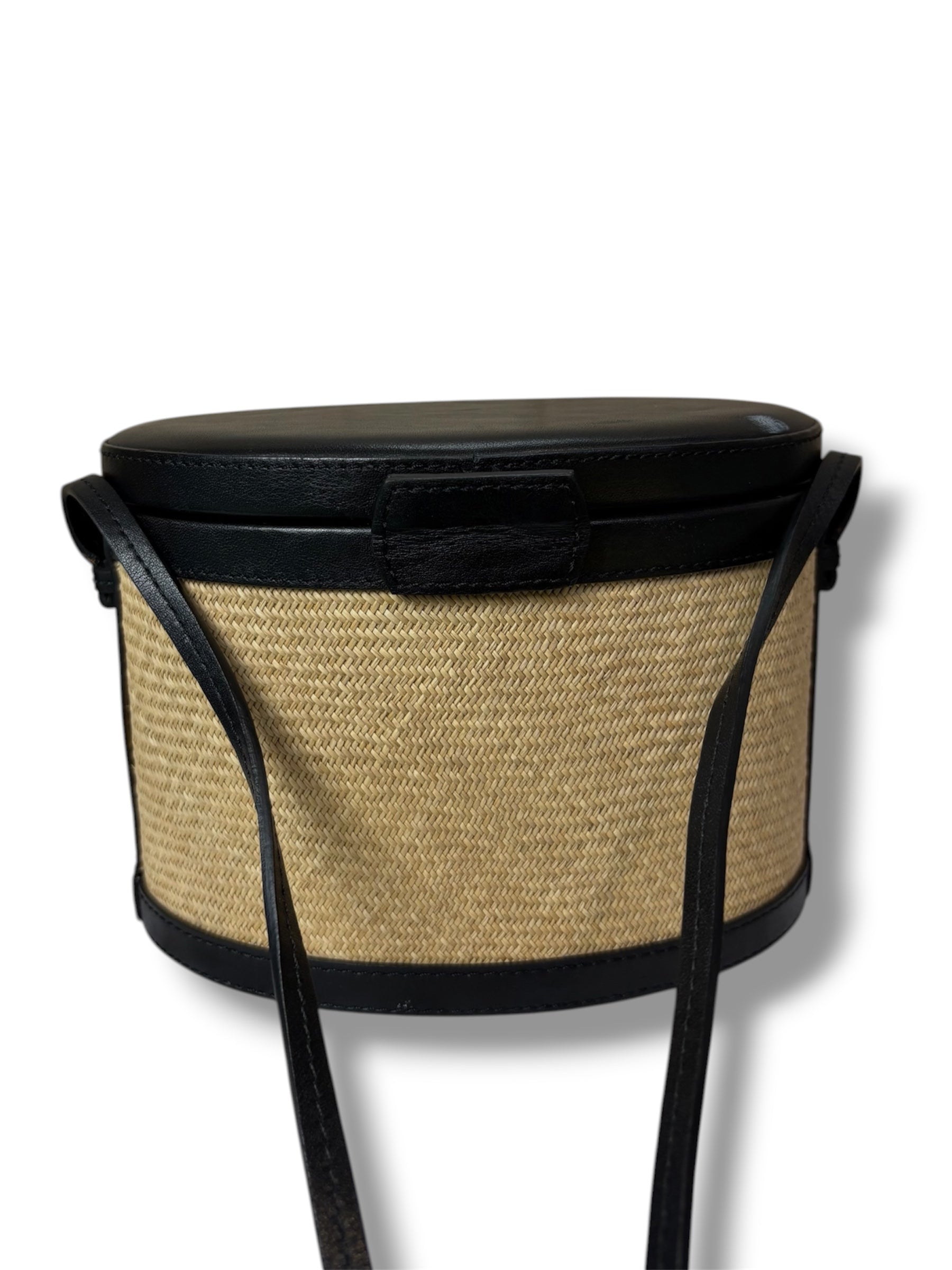 Hunting Season Raffia Oval Box Bag - Good Condition