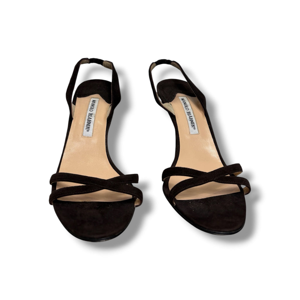 Manolo Blahnik Callasli Suede Sandal - Size 39 - Very Good Condition