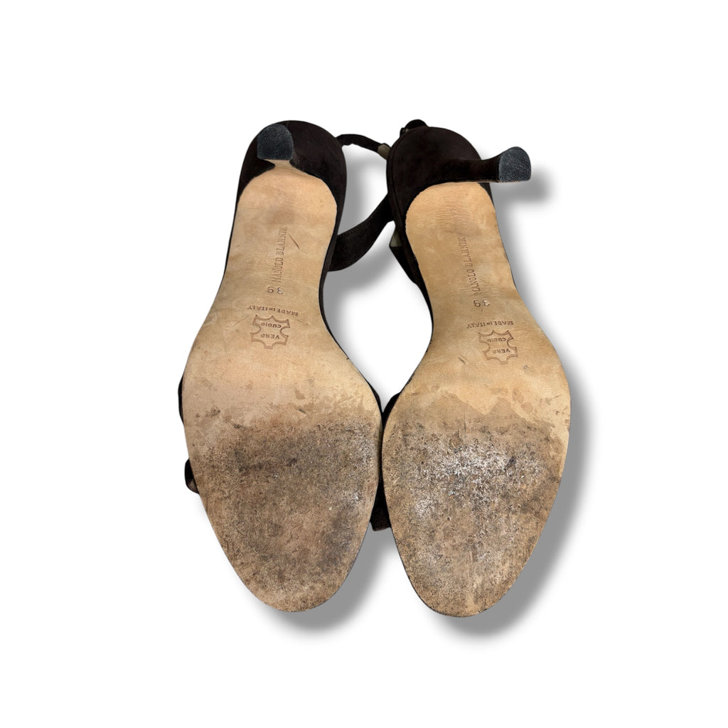Manolo Blahnik Callasli Suede Sandal - Size 39 - Very Good Condition