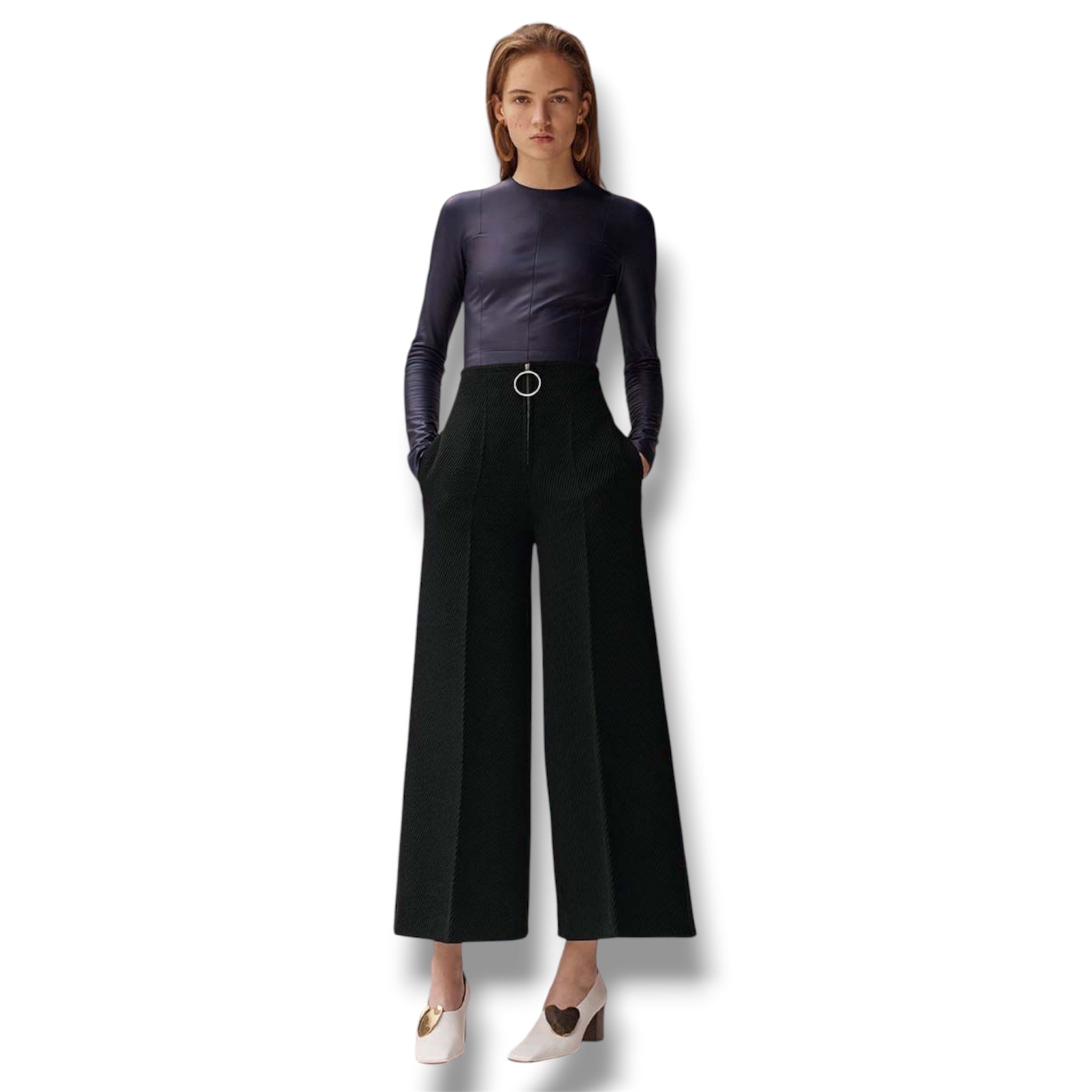 2015 Céline Textured Wide Trousers - Size 34 - Very Good Condition