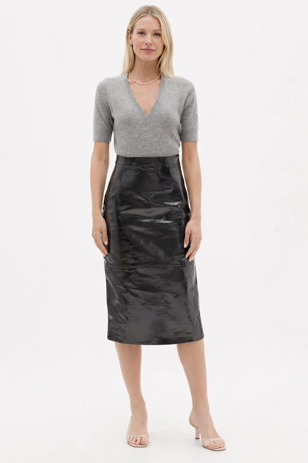 Khaite 'Mya' Patent Leather Skirt - Size 10